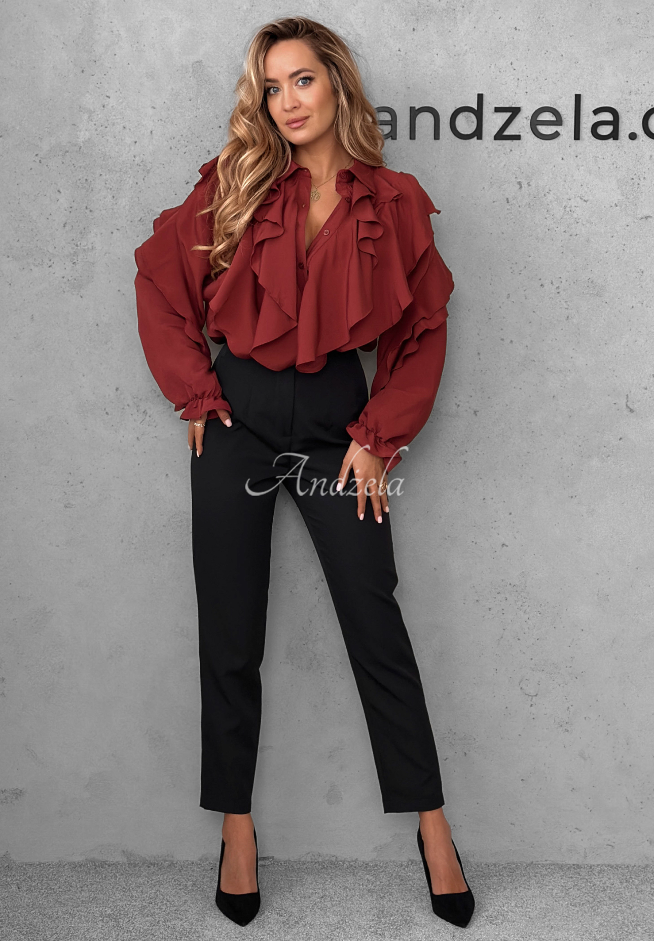 Cămașă din viscoză cu volănașe Majestic Dreams