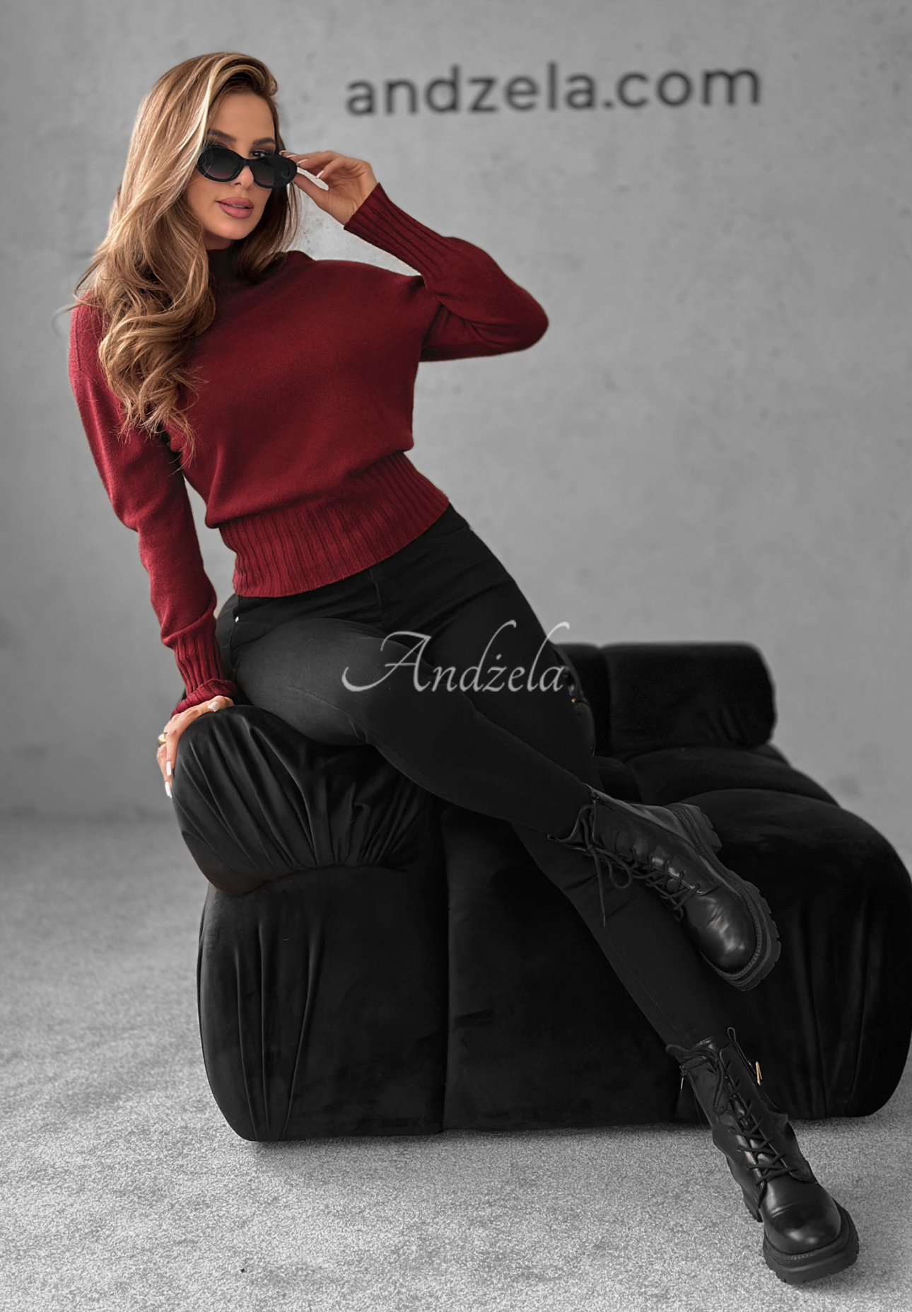 Pulover scurt din viscoză cu guler Single Snowflake