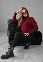 Krótki Pulover Single Snowflake burgundowy