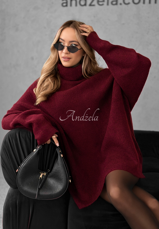 Pulover cu guler rol Mavi
