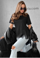 Tricou z koronką Daily Lace negru