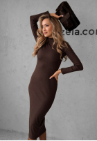 Prążkowana Rochie midi Smile Again ciocolatie