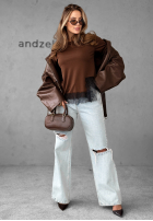 Tricou z koronką Daily Lace ciocolatiu