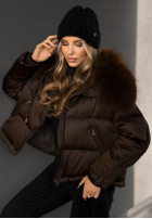 Puchowa Geacă z futerkiem In Your Dreams ciocolatie