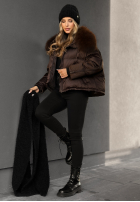 Puchowa Geacă z futerkiem In Your Dreams ciocolatie