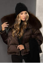 Puchowa Geacă z futerkiem In Your Dreams ciocolatie