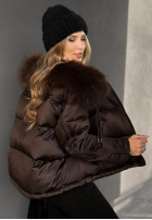 Puchowa Geacă z futerkiem In Your Dreams ciocolatie