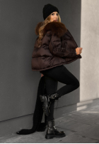 Puchowa Geacă z futerkiem In Your Dreams ciocolatie