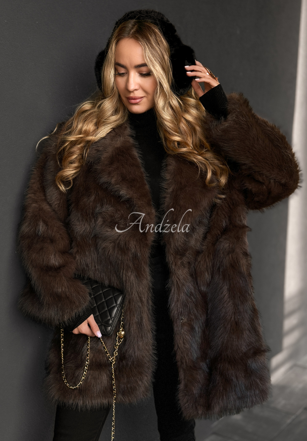 Pardesiu tip blană cu guler Chestnut Hill