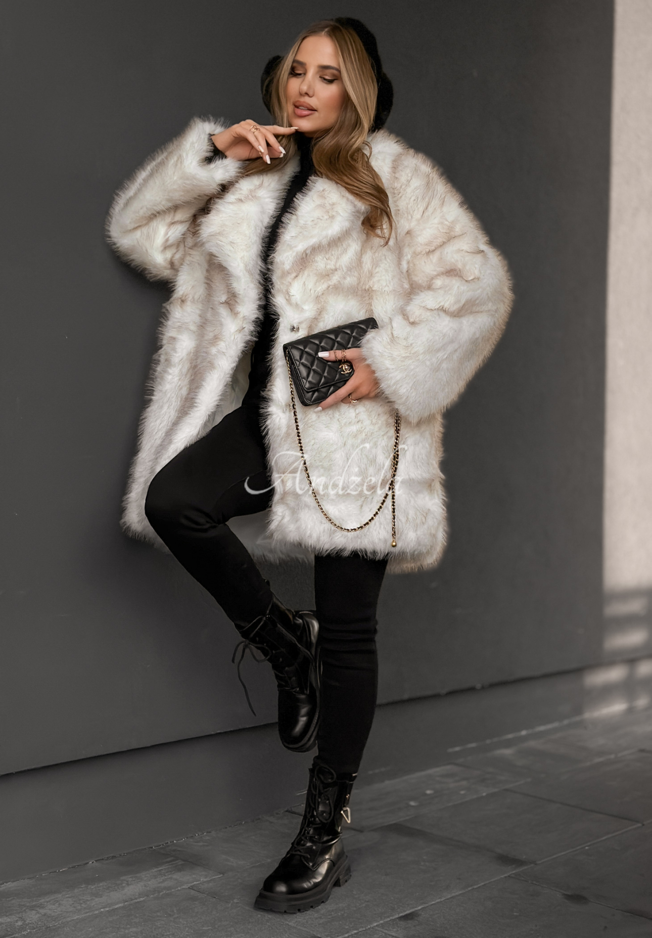 Pardesiu tip blană cu guler Chestnut Hill