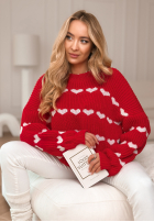 Pulover w serduszka Lots Of Hearts roșu