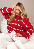 Pulover w serduszka Lots Of Hearts roșu