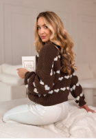 Pulover w serduszka Lots Of Hearts ciocolatiu