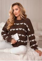 Pulover w serduszka Lots Of Hearts ciocolatiu