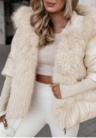 Scurtă pikowana Geacă z futerkiem Frosty Horizon bej