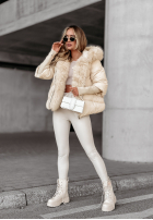 Scurtă pikowana Geacă z futerkiem Frosty Horizon bej