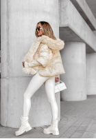 Scurtă pikowana Geacă z futerkiem Frosty Horizon bej