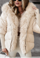 Scurtă pikowana Geacă z futerkiem Frosty Horizon bej