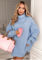 Dzianinowa Rochie z golfem New In Town albastru azuriu