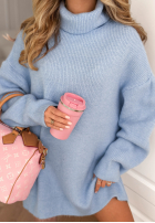 Dzianinowa Rochie z golfem New In Town albastru azuriu