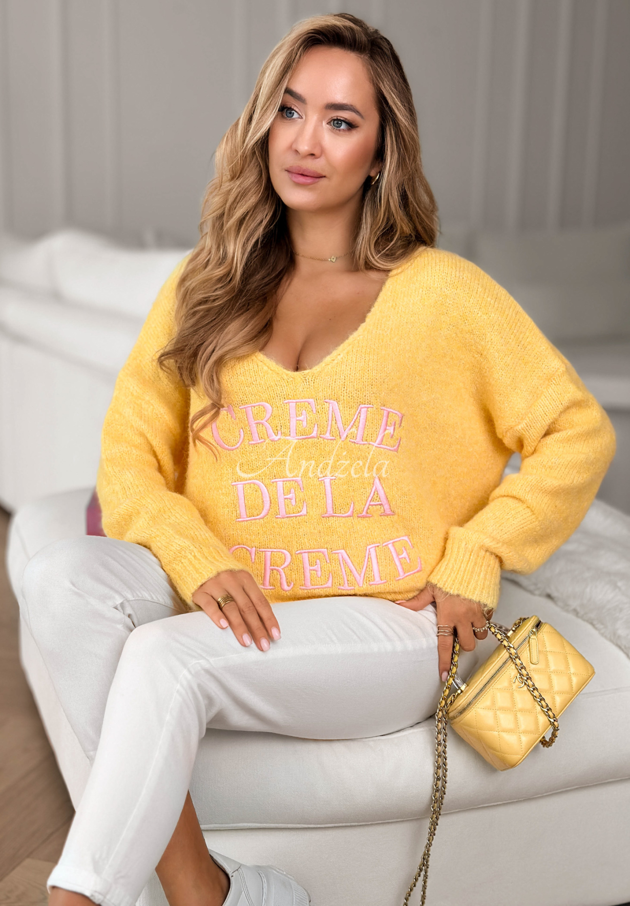 Pulover moale cu broderii și viscoză Creme De La Creme