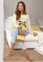 Miękki Pulover w paski La Dolce Vita Lemonita biało-galbene