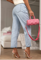 Pantaloni din denim mom fit Call Me Tonight albastru deschis