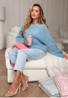 Moherowy Pulover Warm Hug albastru azuriu
