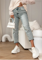 Pantaloni din denim mom fit z paskiem Before I Go