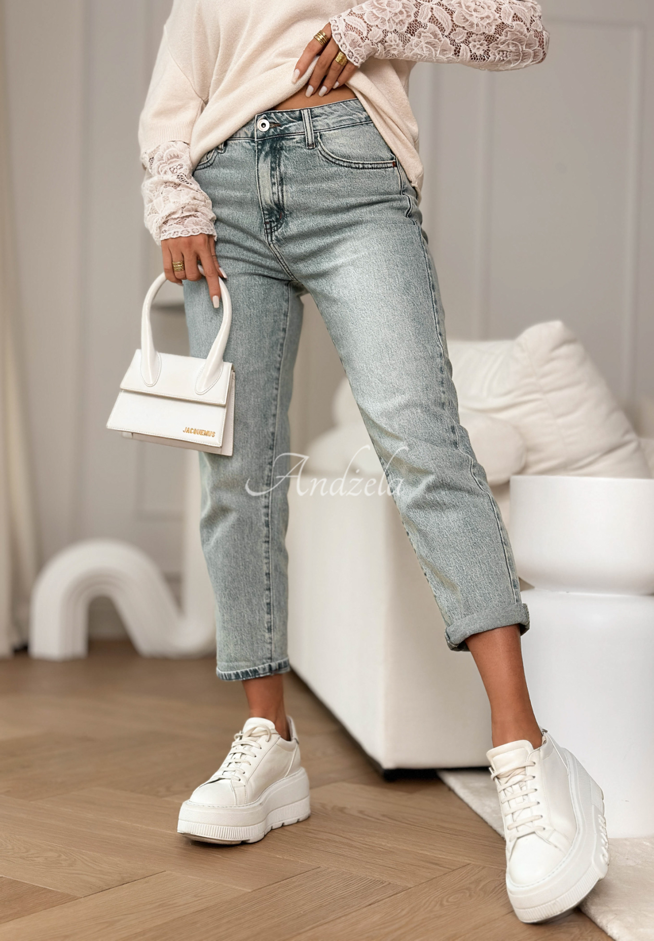 Blugi mom fit cu curea Before I Go