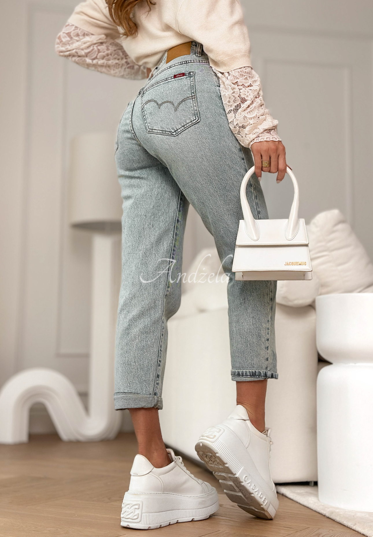 Blugi mom fit cu curea Before I Go