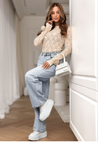 Koronkowa Bluză longsleeve z różami Lace & Roses bej