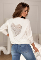 Ușor Pulover z ażurowym sercem From The Heart ecru