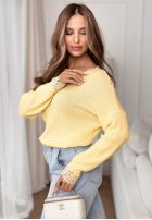 Ușor Pulover z koronką Till April galbene