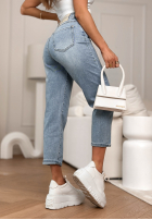 Pantaloni din denim z paskiem You Know Better albastre