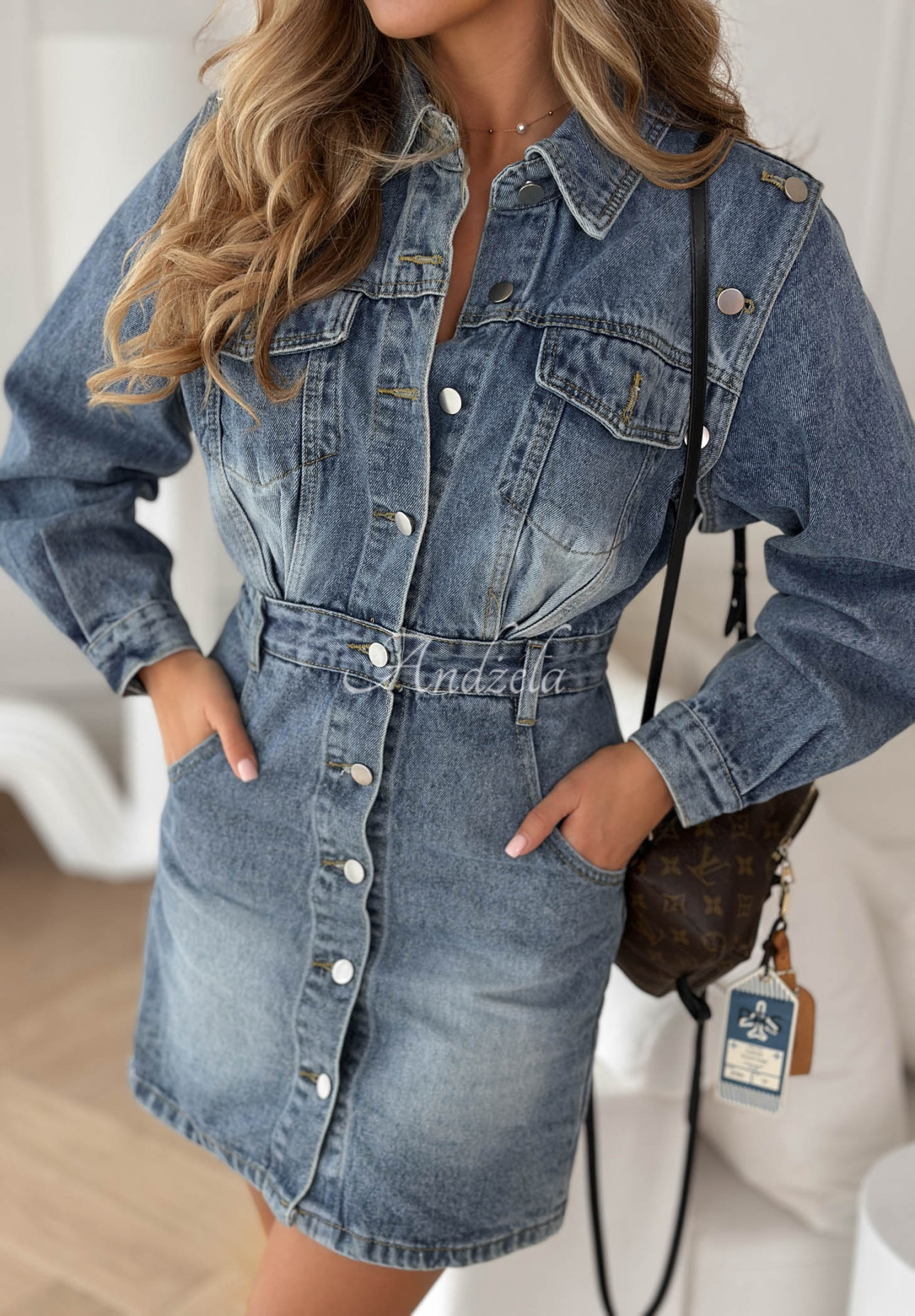 Rochie din denim cu mâneci detașabile Tell My Story