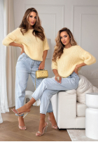 Moherowy Pulover na krótki mânecă z wełną On Airplane galbene