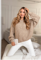 Pulover z bufiastymi rękawami Maybe Never bej