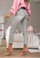 Pantaloni din denim z paskiem Not Even Close gri