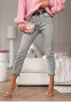 Pantaloni din denim z paskiem Not Even Close gri