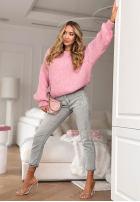 Pantaloni din denim z paskiem Not Even Close gri