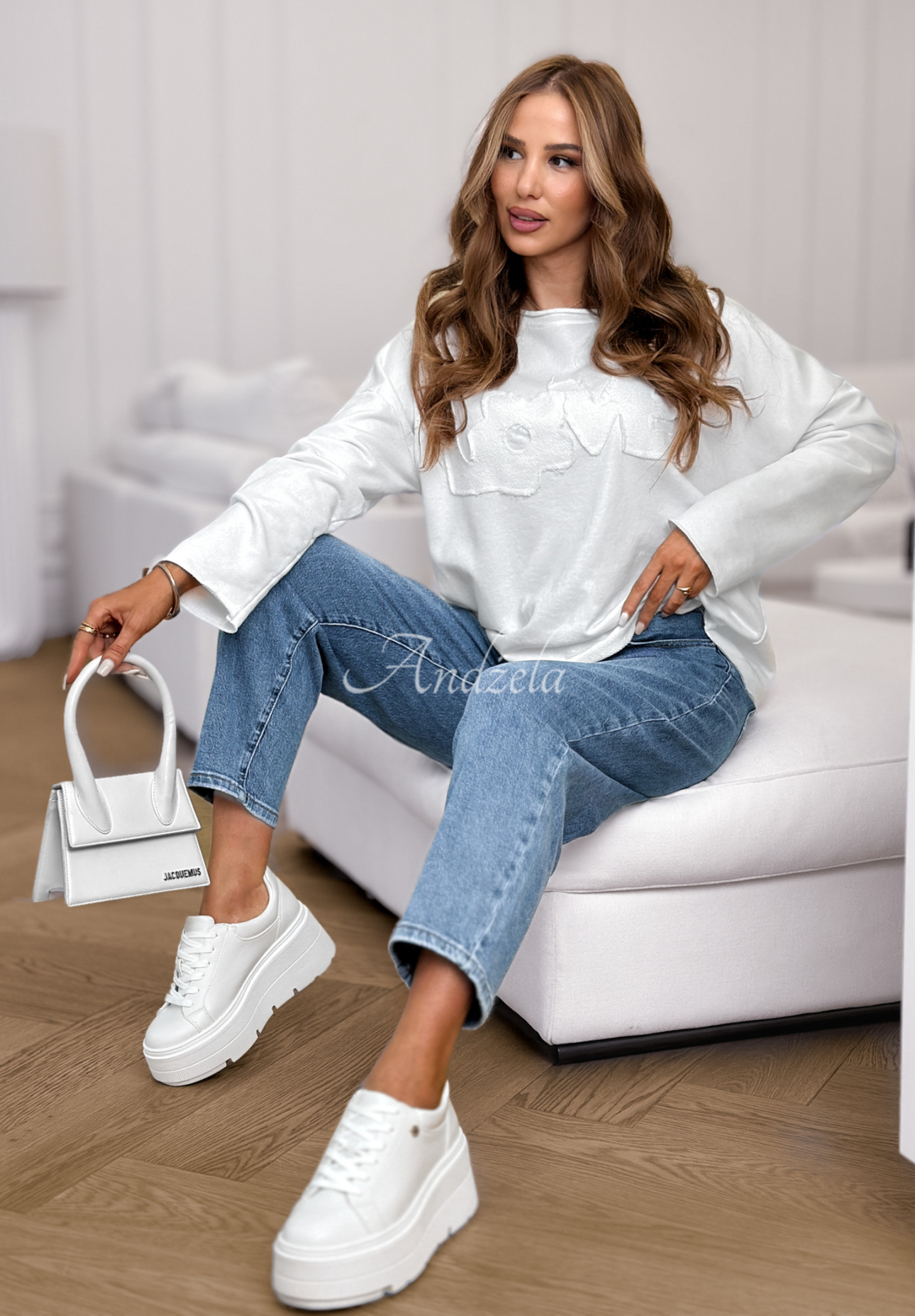 Bluză din bumbac cu inscripția Flowers &amp; Love