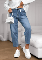 Pantaloni din denim balloon fit Not Follow albastre