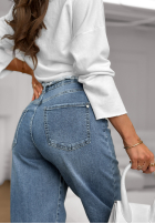 Pantaloni din denim balloon fit Not Follow albastre