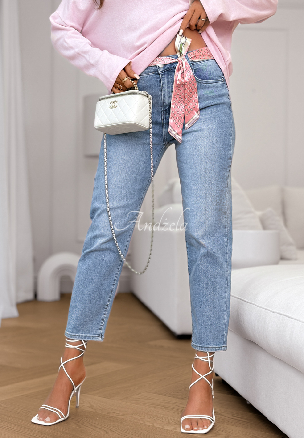 Blugi mom fit cu curea Real For You