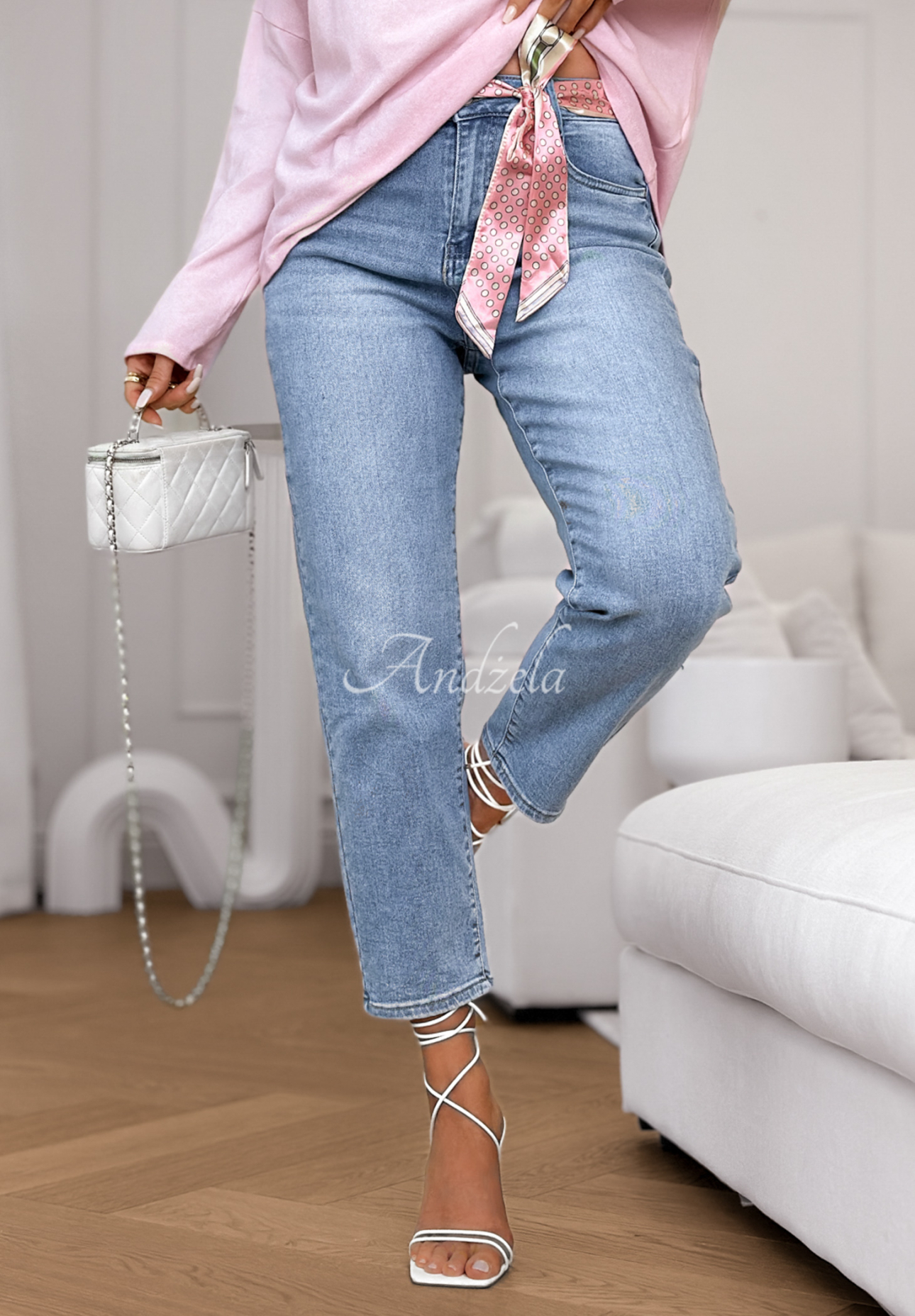 Blugi mom fit cu curea Real For You