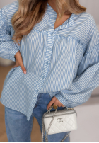 Cămașă z bufkami w paski Pure Lines biało-albastru azuriu