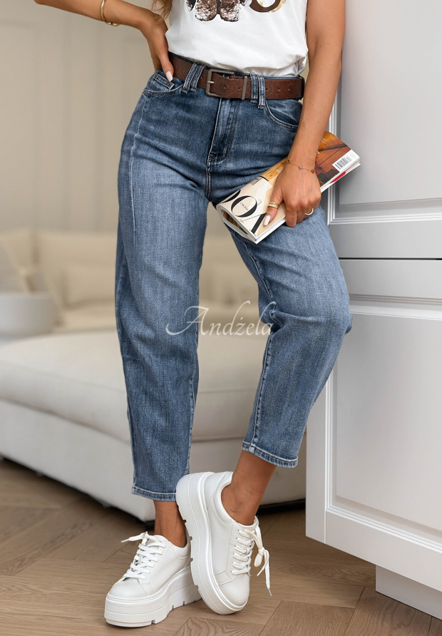 Blugi mom fit cu curea Are You Sure