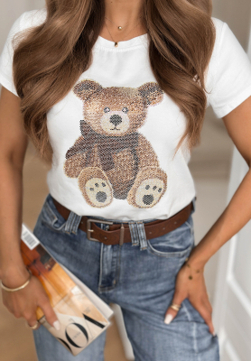 Tricou din bumbac cu ursuleț și cristale Jetty Bear