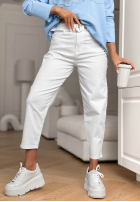 Pantaloni din denim z paskiem Know Nothing białe